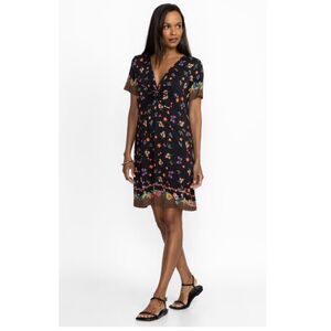 Johnny Was Nani Twist Front Swing Dress Floral V-Neck Whimsical Romantic Mini M